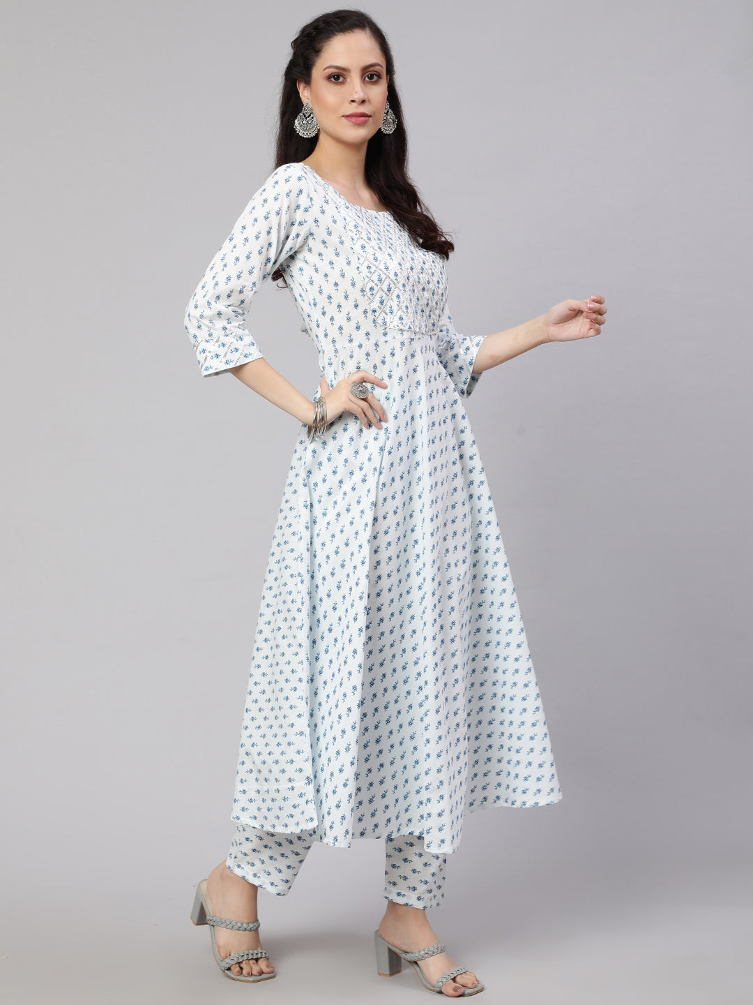 Women Off-White Ethnic Printed Kurta With Trouser And Dupatta | LASVINI - Redefining Indian Fashion with Elegance