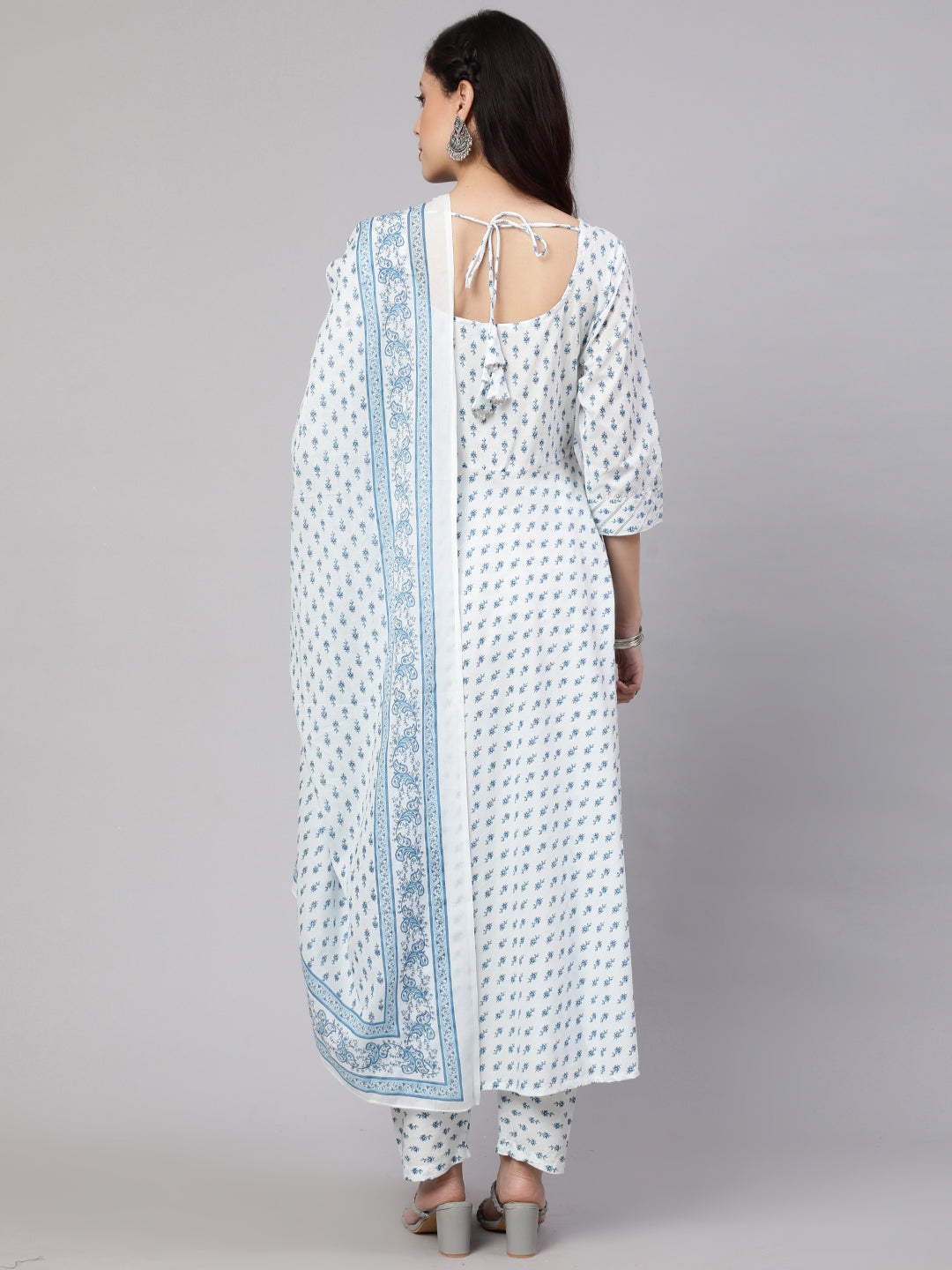 Women Off-White Ethnic Printed Kurta With Trouser And Dupatta | LASVINI - Redefining Indian Fashion with Elegance