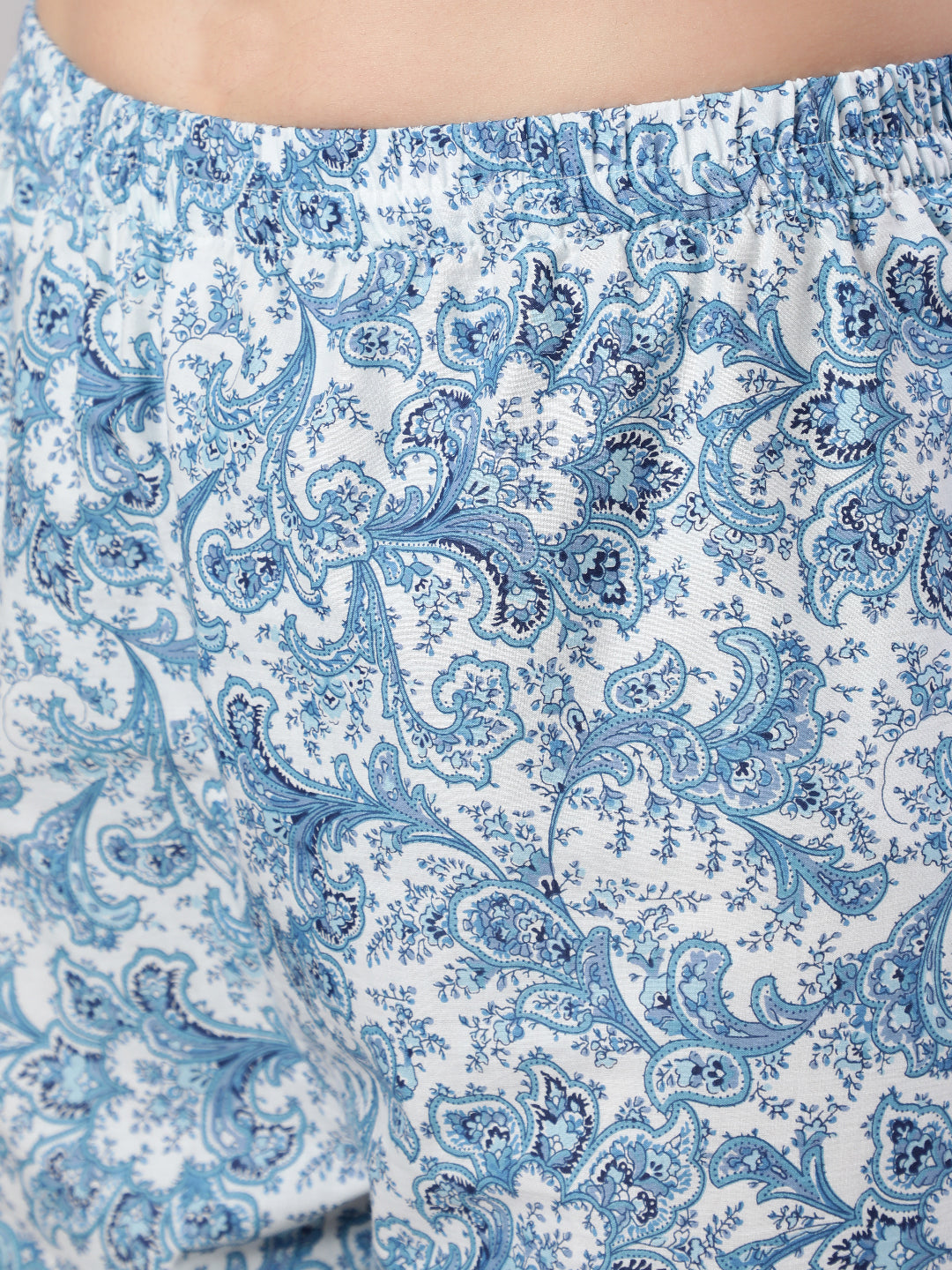 Women Blue Floral Printed Anarkali Kurta With Trouser And Dupatta | LASVINI - Redefining Indian Fashion with Elegance