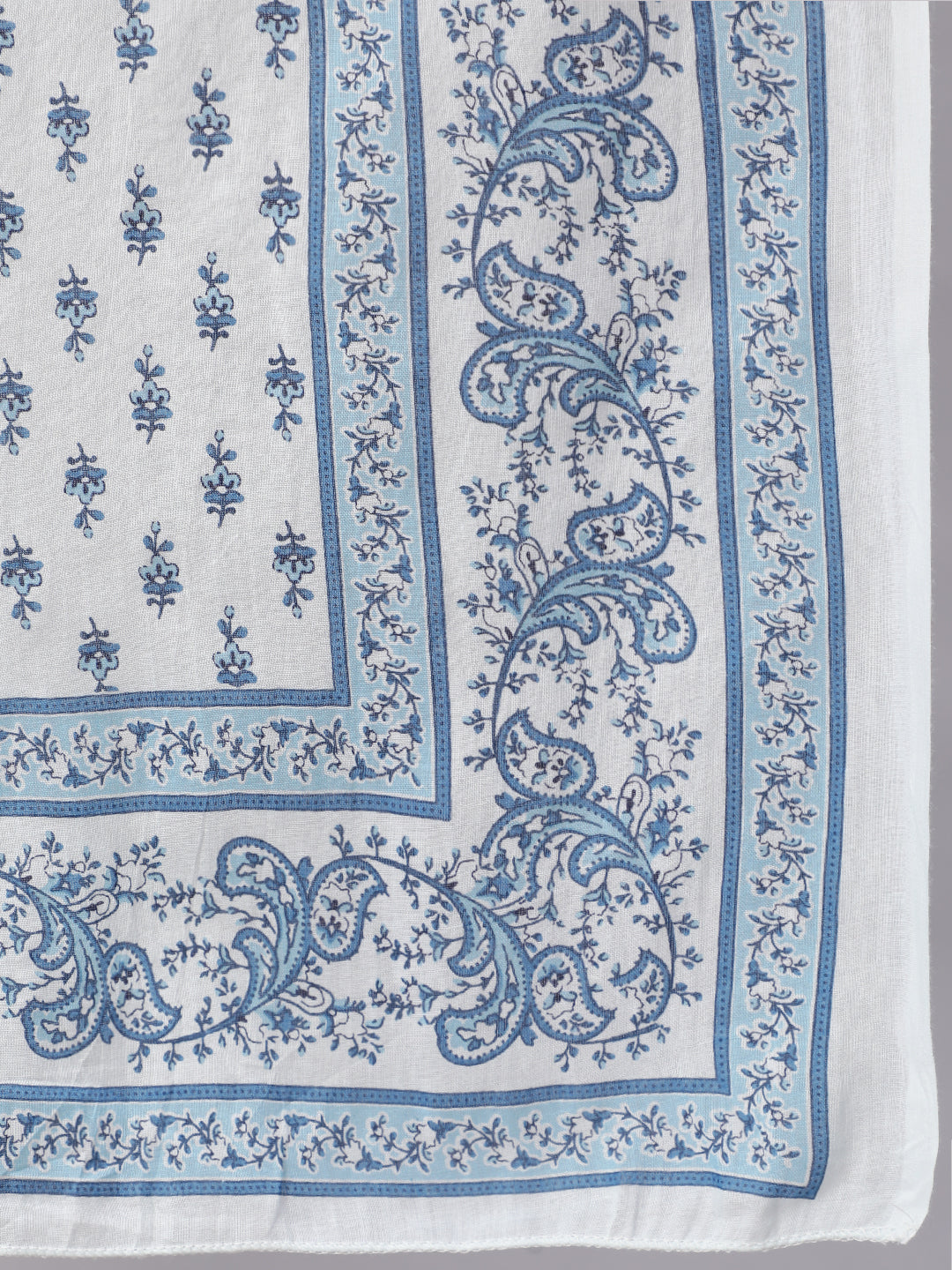 Women Blue Floral Printed Anarkali Kurta With Trouser And Dupatta | LASVINI - Redefining Indian Fashion with Elegance