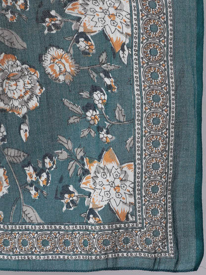Women Green Floral Printed Anarkali Kurta With Trouser And Dupatta | LASVINI - Redefining Indian Fashion with Elegance
