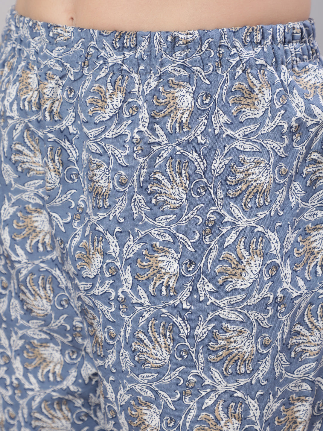 Women Grey Floral Printed Flared Kurta With Trouser And Dupatta | LASVINI - Redefining Indian Fashion with Elegance