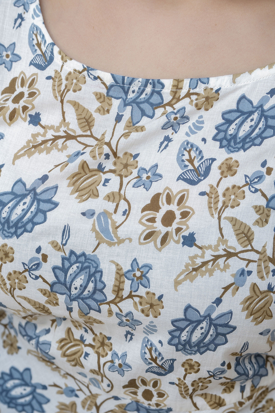 Women Off-White Floral Printed Flared Kurta With Trouser And Dupatta | LASVINI - Redefining Indian Fashion with Elegance