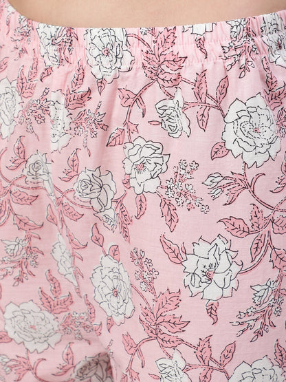 Women Pink Floral Printed Anarkali Kurta With Trouser And Dupatta | LASVINI - Redefining Indian Fashion with Elegance