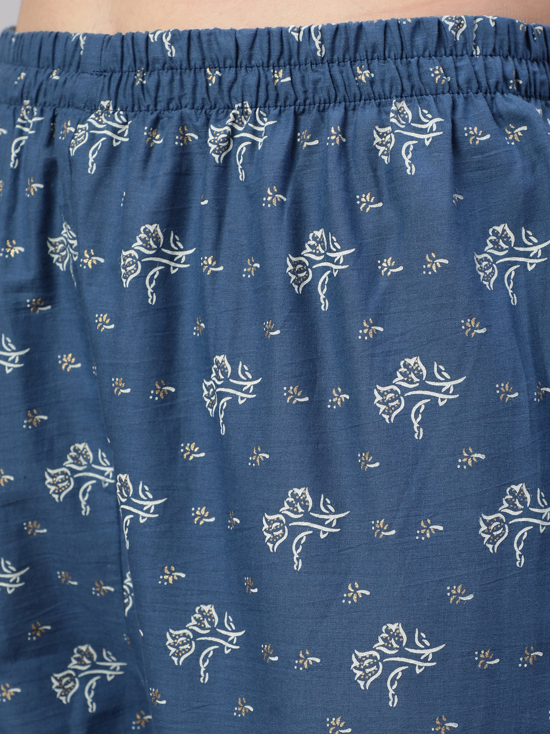 Women Blue Floral Printed Anarkali Kurta With Trouser And Dupatta | LASVINI - Redefining Indian Fashion with Elegance