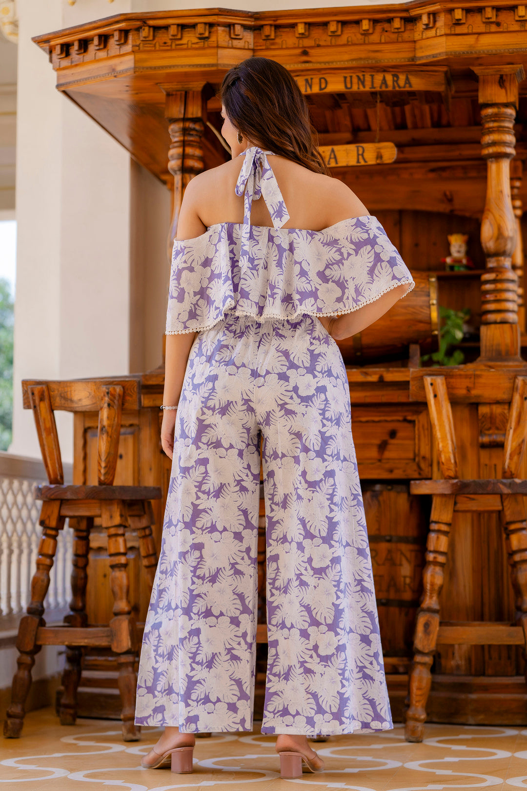 Women Purple Abstract Printed Co-Ord Set | LASVINI - Redefining Indian Fashion with Elegance
