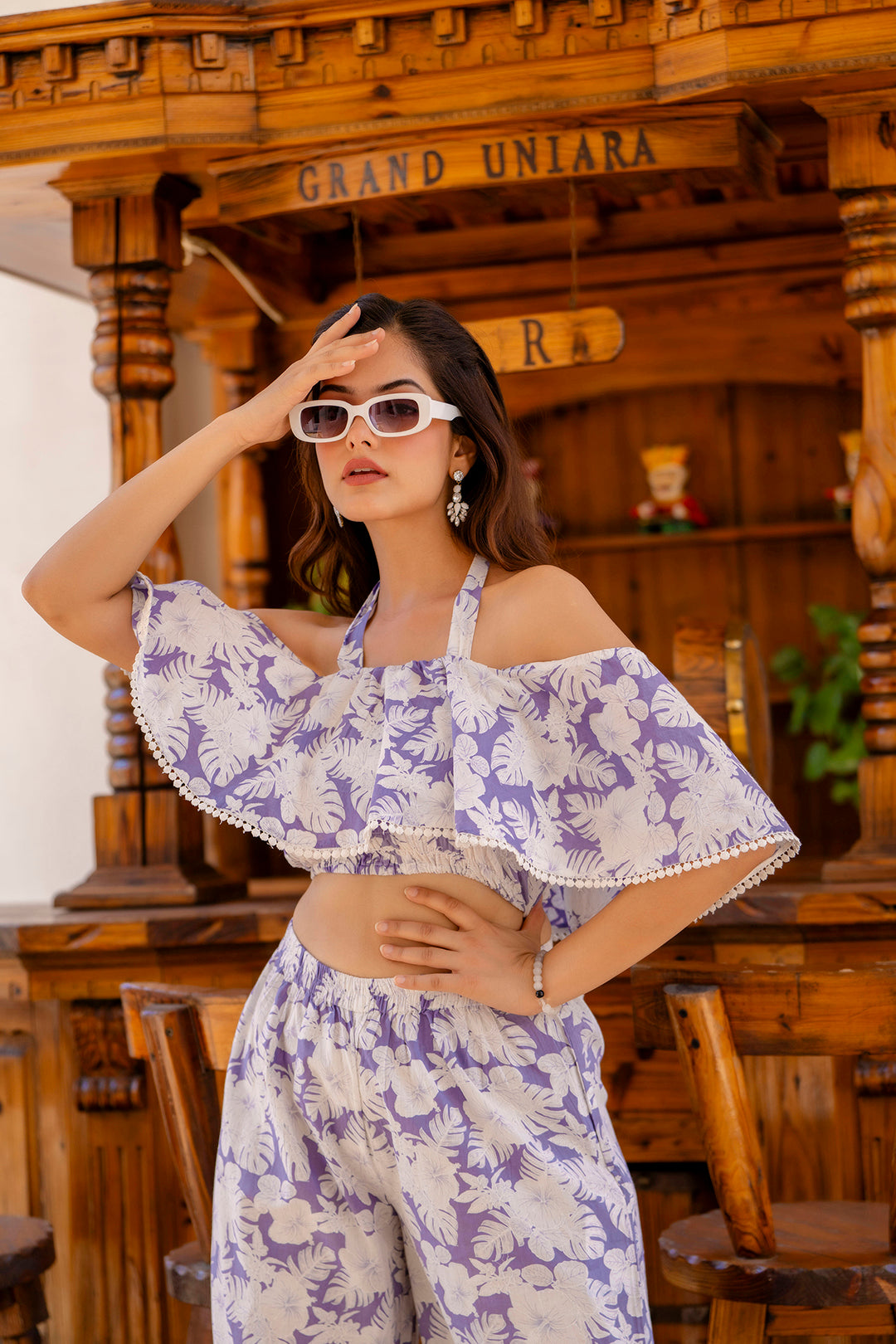 Women Purple Abstract Printed Co-Ord Set | LASVINI - Redefining Indian Fashion with Elegance