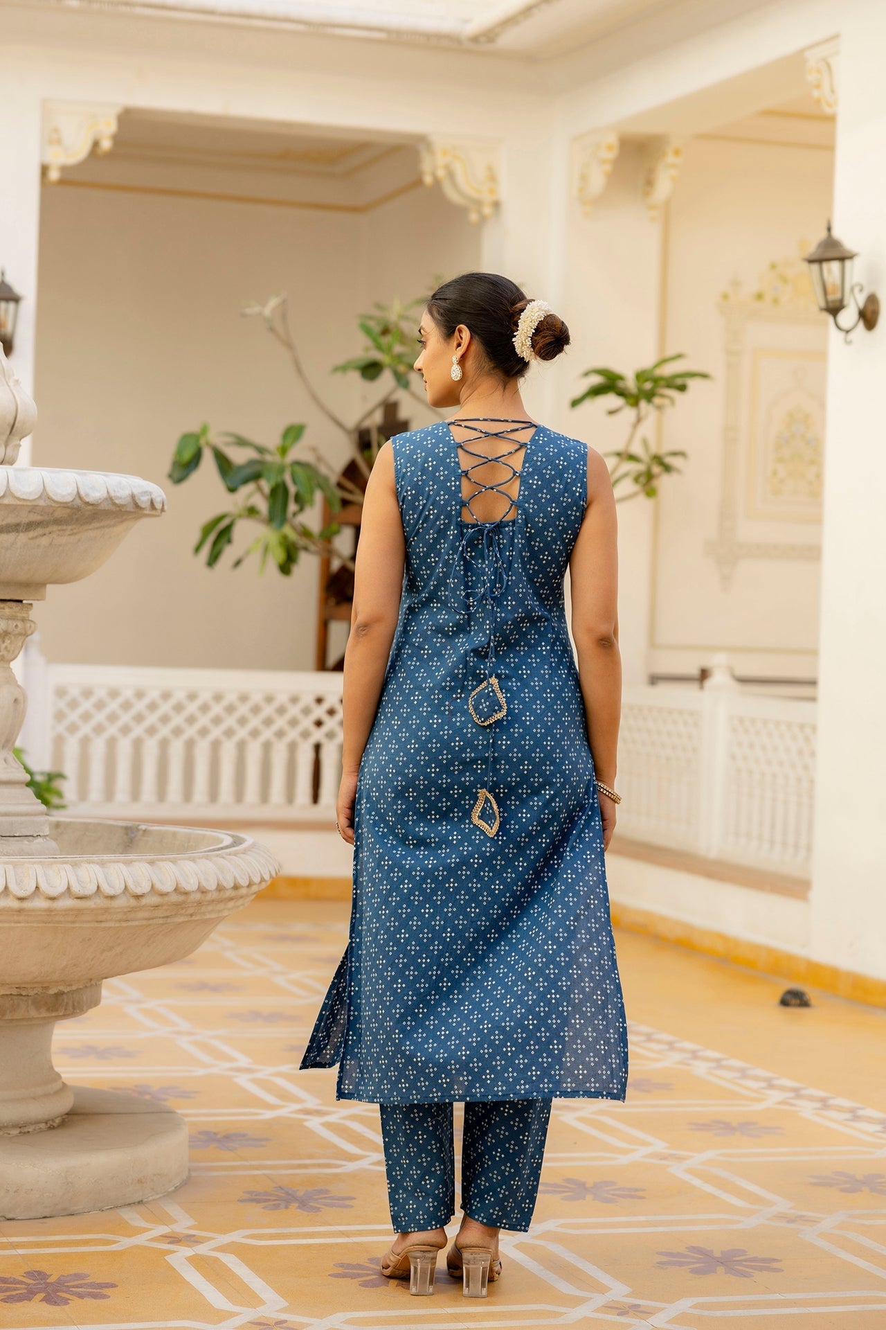 Women Blue Printed Straight Kurta With Trouser And Dupatta | LASVINI - Redefining Indian Fashion with Elegance