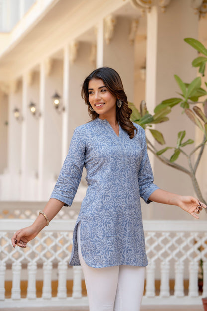 Women Blue Straight Tunic | LASVINI - Redefining Indian Fashion with Elegance