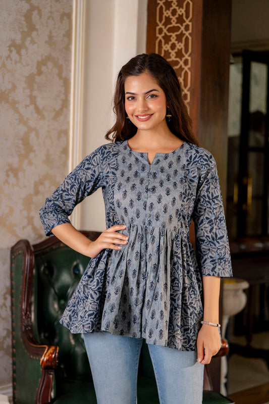 Women Grey Peplum Tunic | LASVINI - Redefining Indian Fashion with Elegance