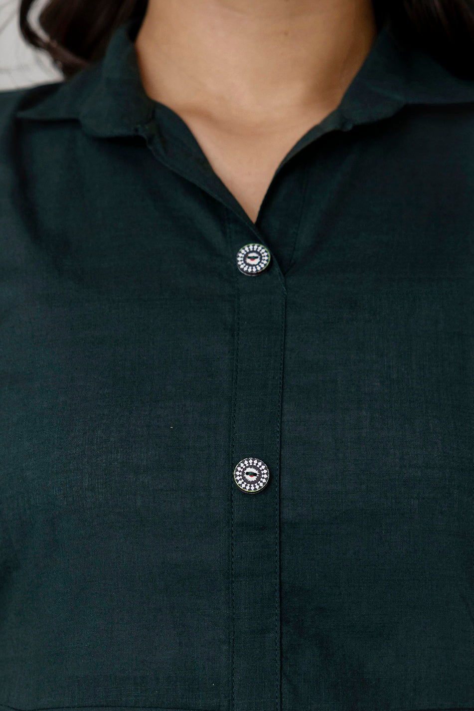 Women Green Solid Flared Dress With Three Quarter Sleeves | LASVINI - Redefining Indian Fashion with Elegance