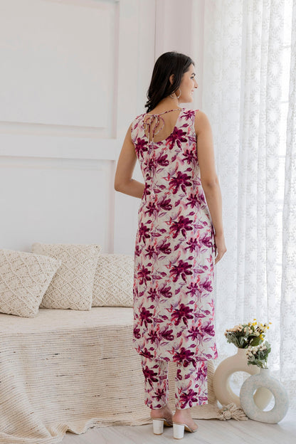 Women Off White Printed Straight Kurta With Trouser | LASVINI - Redefining Indian Fashion with Elegance