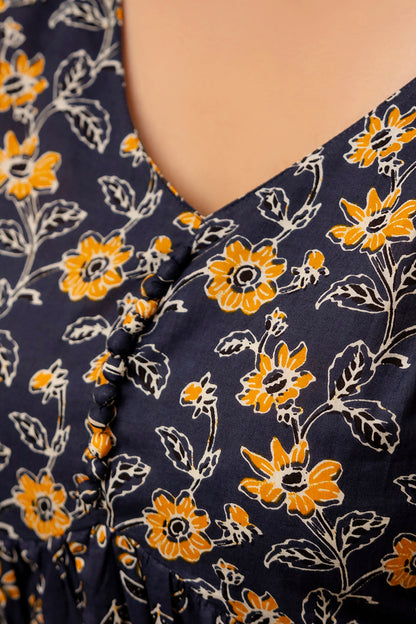 Women Grey Floral Printed Anarkali Kurta And Trouser With Dupatta | LASVINI - Redefining Indian Fashion with Elegance