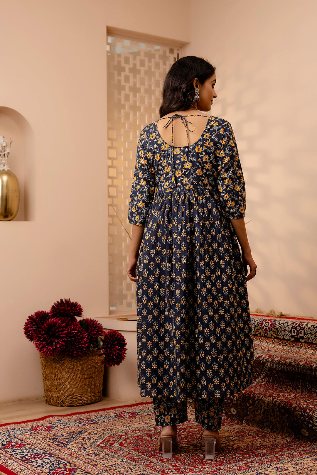 Women Grey Floral Printed Anarkali Kurta And Trouser With Dupatta | LASVINI - Redefining Indian Fashion with Elegance