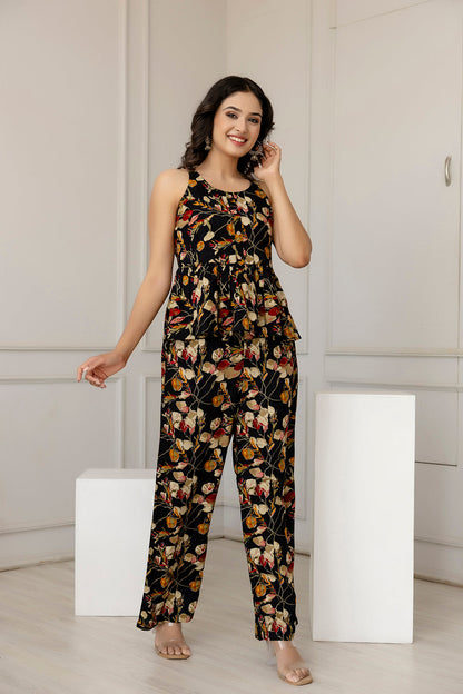 Women Black Printed Co-Ord Set | LASVINI - Redefining Indian Fashion with Elegance
