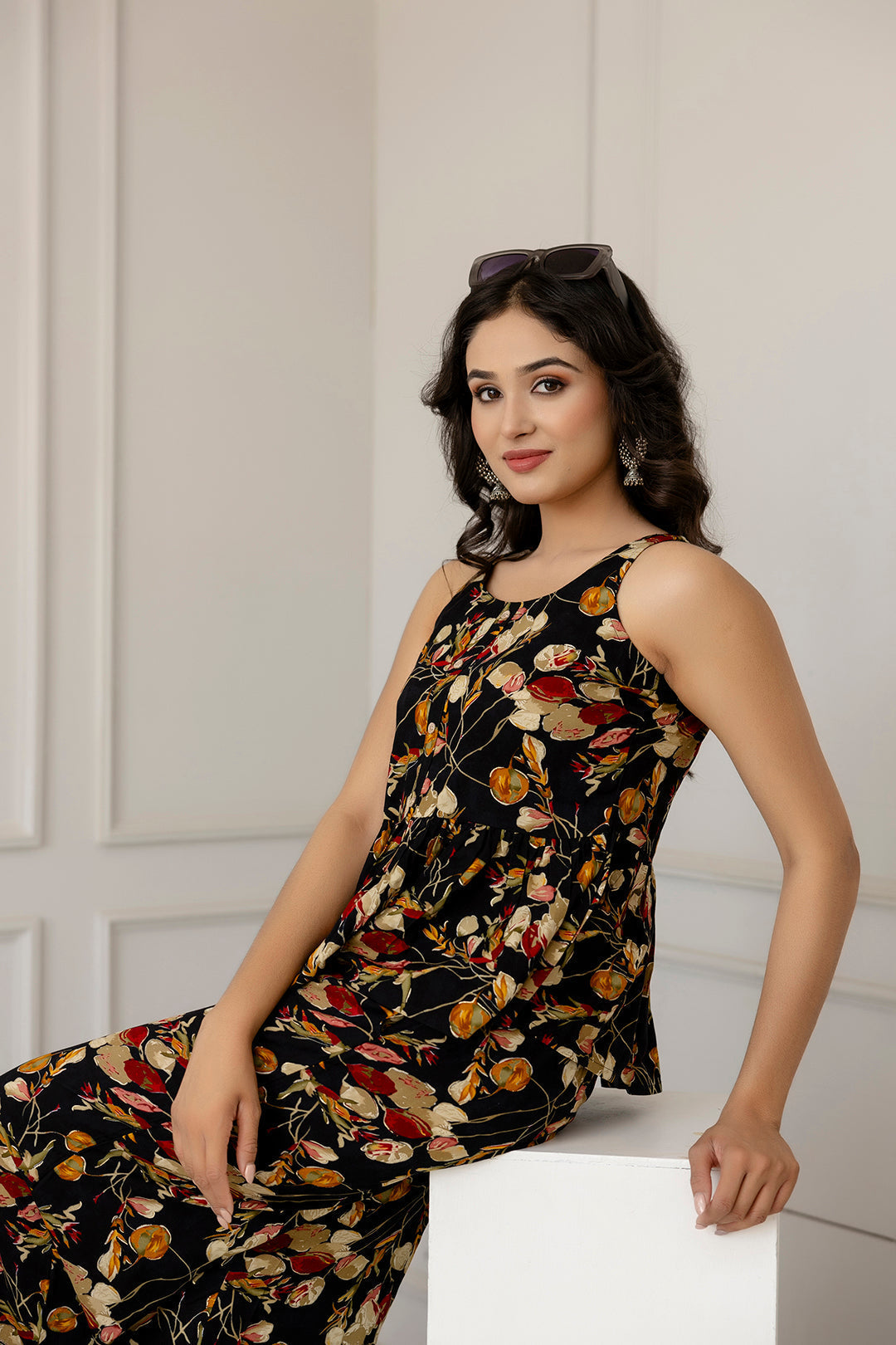 Women Black Printed Co-Ord Set | LASVINI - Redefining Indian Fashion with Elegance