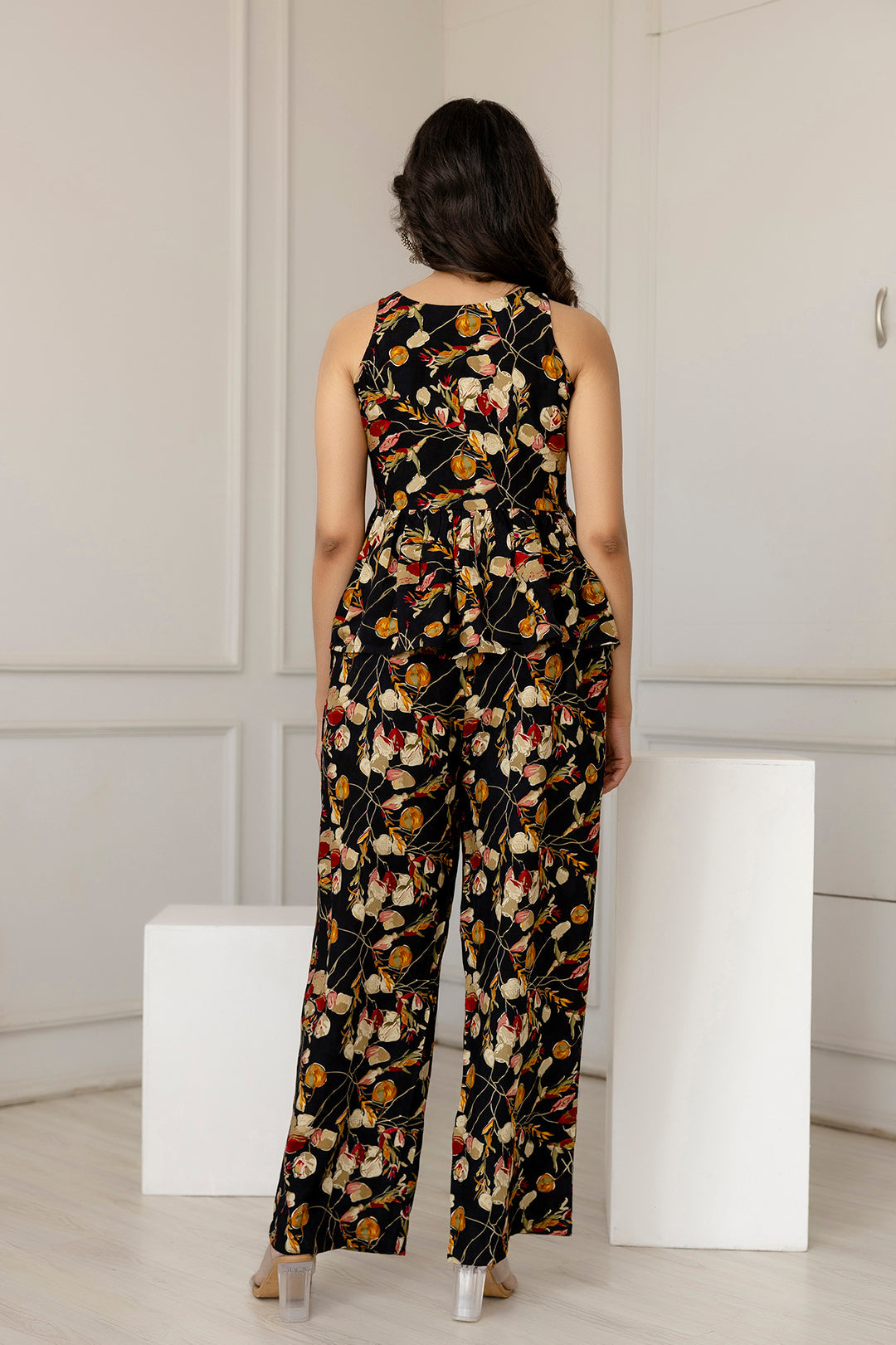 Women Black Printed Co-Ord Set | LASVINI - Redefining Indian Fashion with Elegance