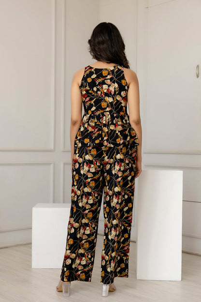 Women Black Printed Co-Ord Set | LASVINI - Redefining Indian Fashion with Elegance