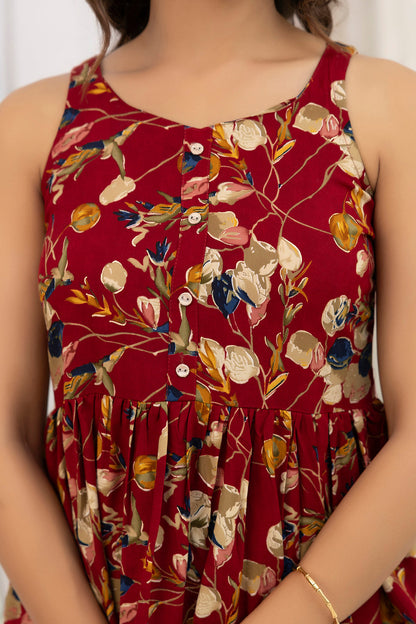 Women Maroon Printed Co-Ord Set | LASVINI - Redefining Indian Fashion with Elegance