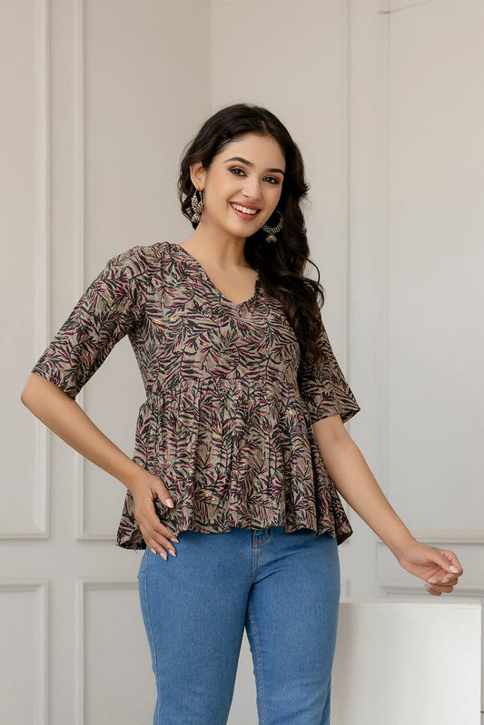 Women Multi Printed Peplum Tunic | LASVINI - Redefining Indian Fashion with Elegance