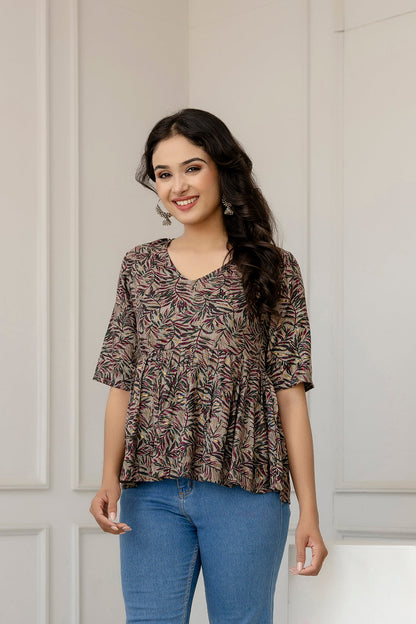 Women Multi Printed Peplum Tunic | LASVINI - Redefining Indian Fashion with Elegance