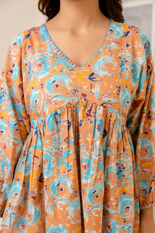 Women Multi Printed Peplum Tunic | LASVINI - Redefining Indian Fashion with Elegance