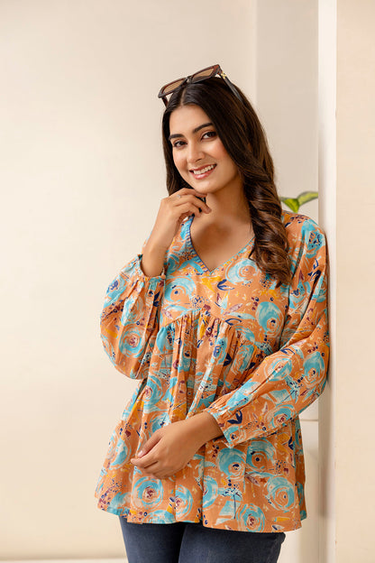Women Multi Printed Peplum Tunic | LASVINI - Redefining Indian Fashion with Elegance