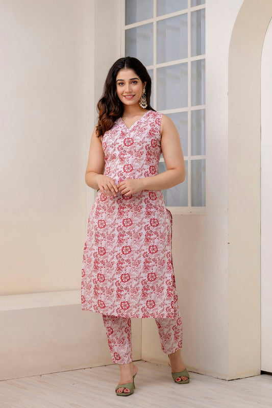 Women Off White Color Printed Straight Kurta With Trouser | LASVINI - Redefining Indian Fashion with Elegance