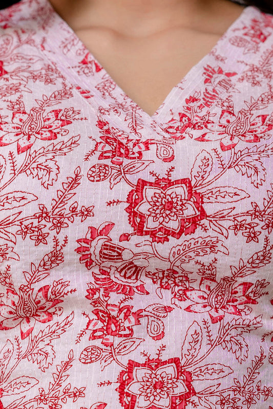 Women Off White Color Printed Straight Kurta With Trouser | LASVINI - Redefining Indian Fashion with Elegance