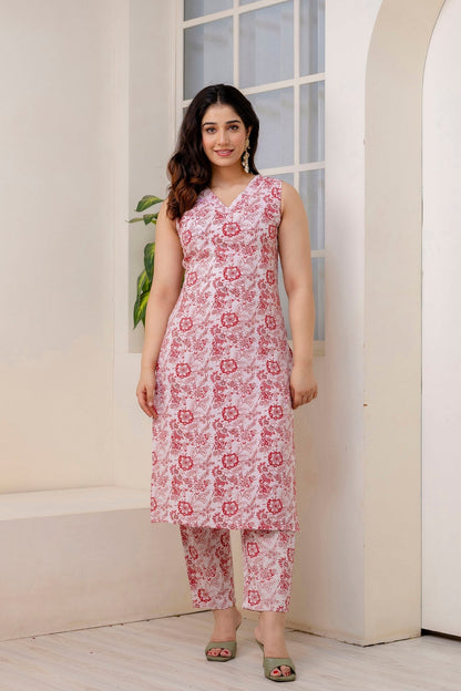 Women Off White Color Printed Straight Kurta With Trouser | LASVINI - Redefining Indian Fashion with Elegance
