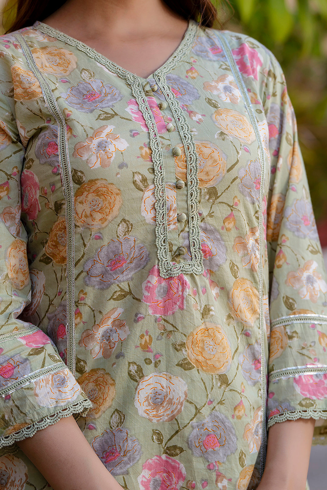 Women Green Printed Straight Kurta And Trouser With Dupatta | LASVINI - Redefining Indian Fashion with Elegance