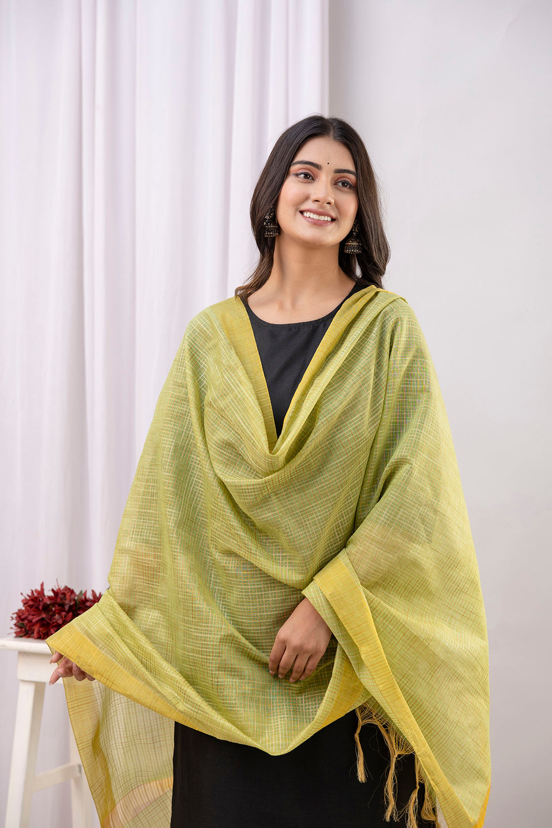 Black Straight Kurta Set With Printed Dupatta for Women | LASVINI - Redefining Indian Fashion with Elegance