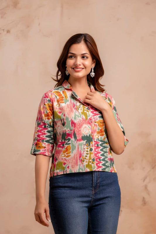 Women Multicolor Printed Straight Tunic | LASVINI - Redefining Indian Fashion with Elegance