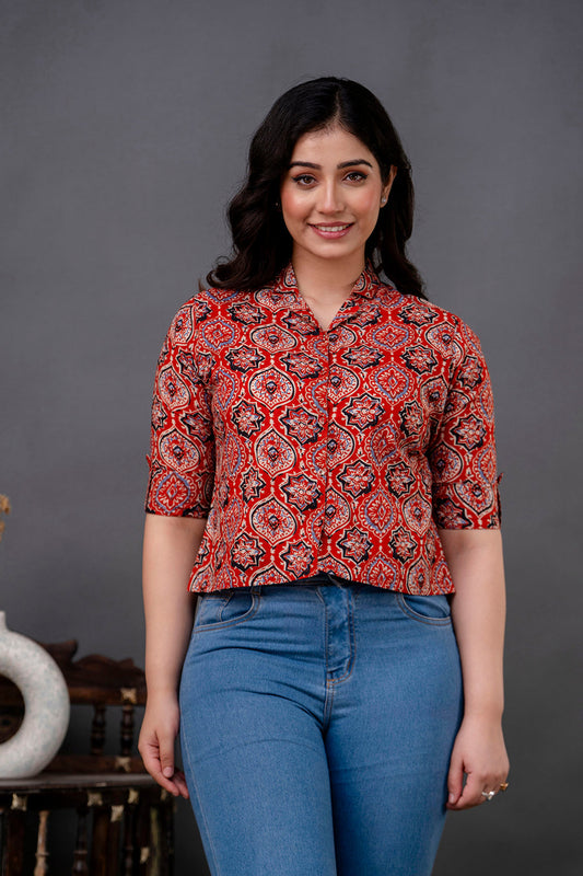 Women Maroon Printed Straight Tunic | LASVINI - Redefining Indian Fashion with Elegance