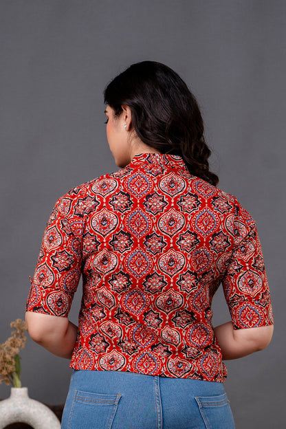 Women Maroon Printed Straight Tunic | LASVINI - Redefining Indian Fashion with Elegance