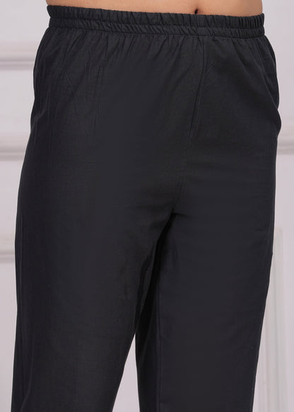 Women Black Solid Palazzo with Lace Detailing | LASVINI - Redefining Indian Fashion with Elegance