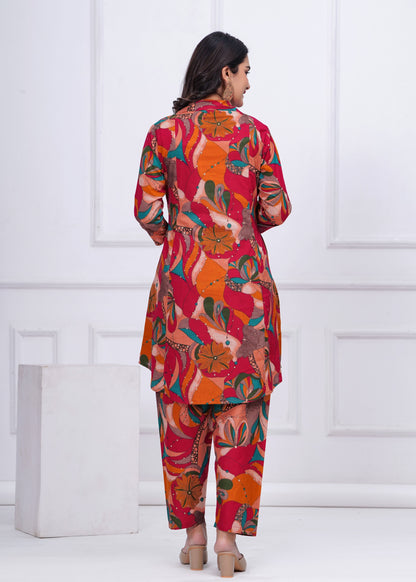 Pink Printed Co-Ord set for Women | LASVINI - Redefining Indian Fashion with Elegance