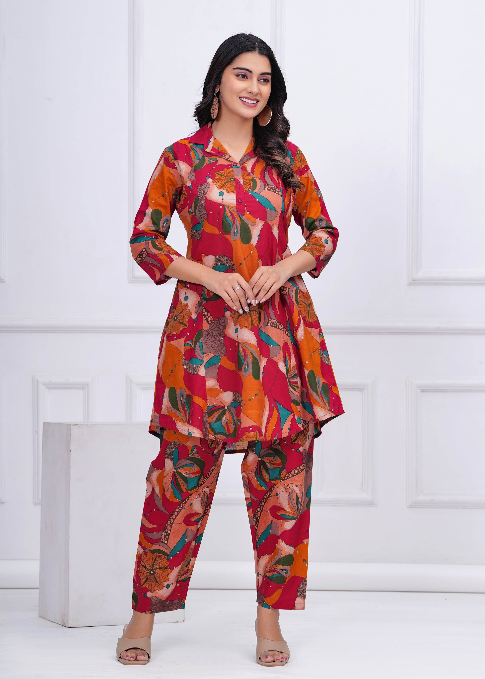Pink Printed Co-Ord set for Women | LASVINI - Redefining Indian Fashion with Elegance
