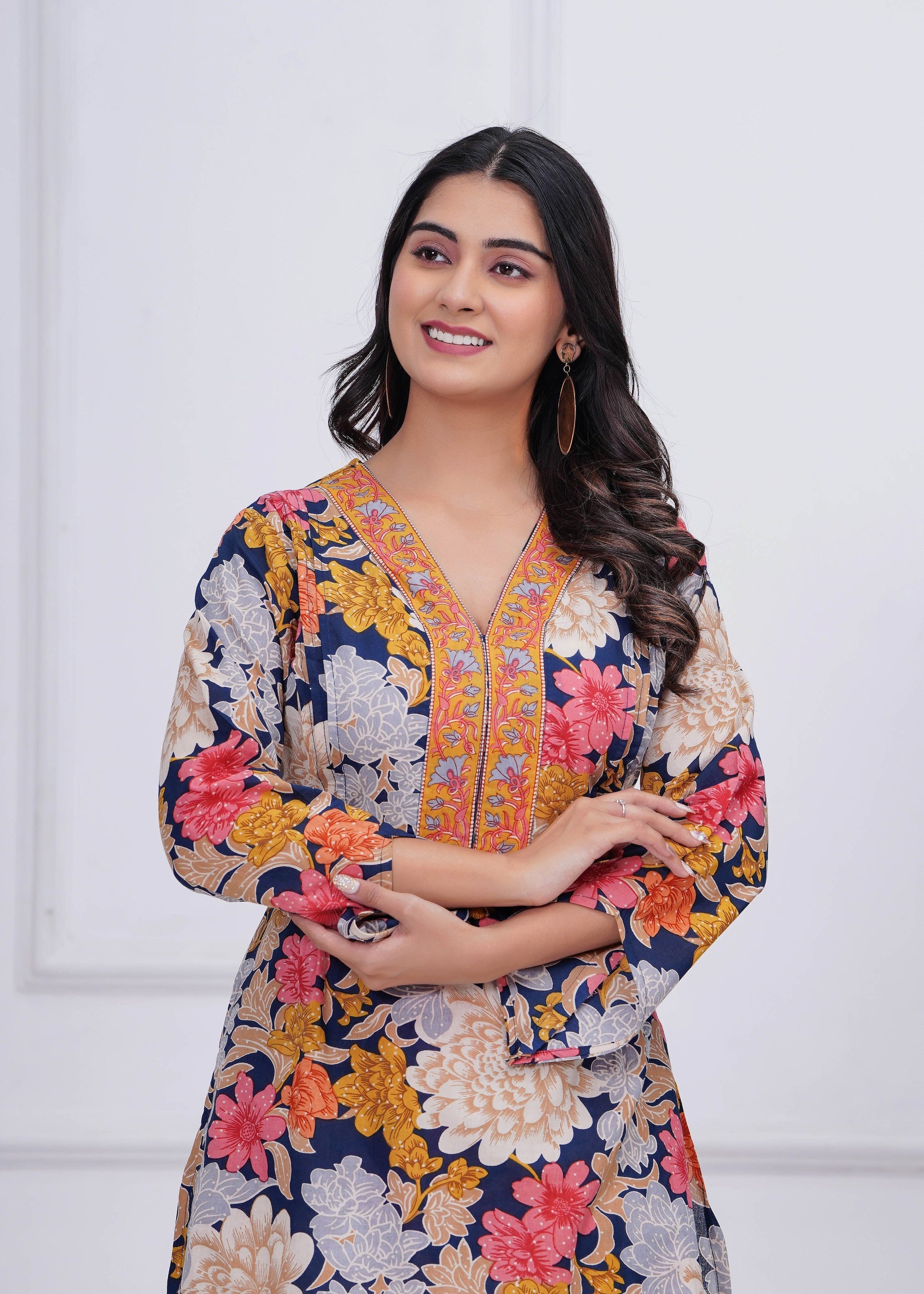 Blue Floral Printed Co-Ord set for Women | LASVINI - Redefining Indian Fashion with Elegance