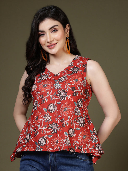 Floral Printed Peplum Tunic | LASVINI - Redefining Indian Fashion with Elegance