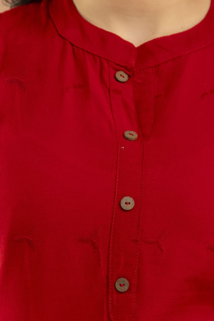 Red Schifli Sleeveless Co-Ord set for Women | LASVINI - Redefining Indian Fashion with Elegance