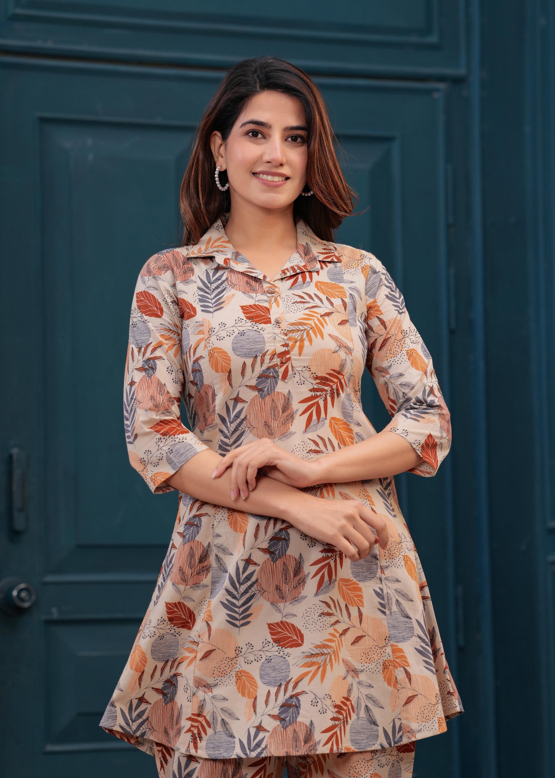Beige Printed Co-Ord set for Women | LASVINI - Redefining Indian Fashion with Elegance