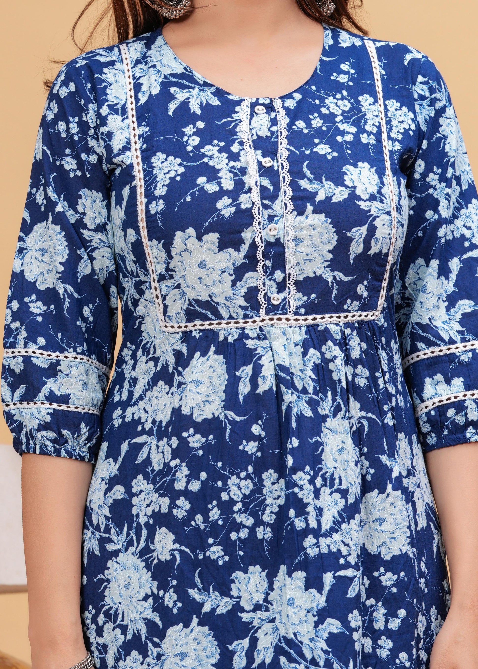 Indigo Blue Straight Kurta & Palazzo With Dupatta for Women | LASVINI - Redefining Indian Fashion with Elegance