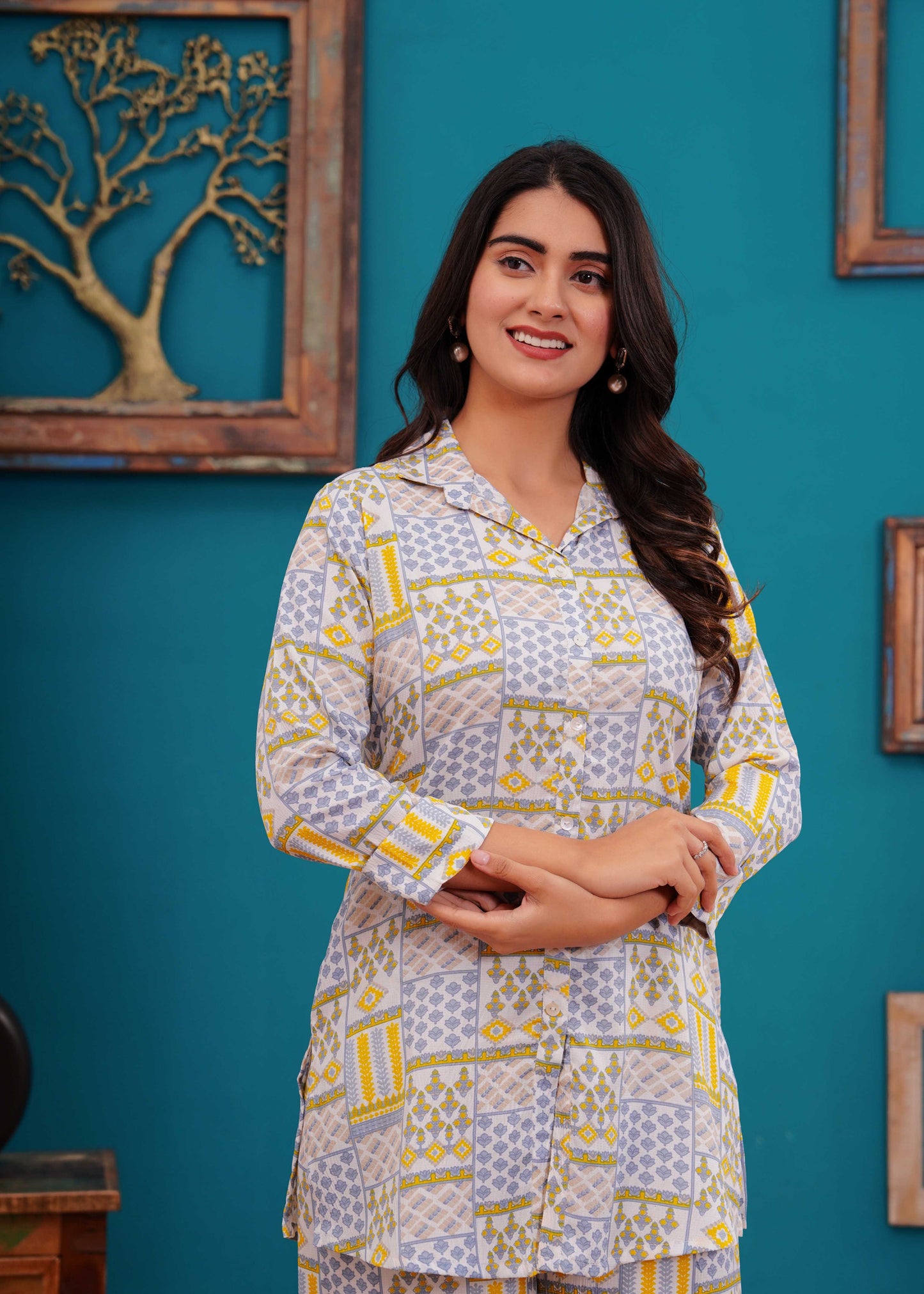 Off White Printed Co-Ord set for Women | LASVINI - Redefining Indian Fashion with Elegance