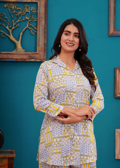 Off White Printed Co-Ord set for Women | LASVINI - Redefining Indian Fashion with Elegance