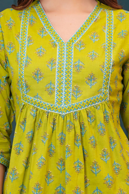 Women Green Printed Flared Top | LASVINI - Redefining Indian Fashion with Elegance