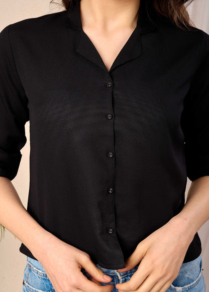 Women Black Straight Crop Top | LASVINI - Redefining Indian Fashion with Elegance
