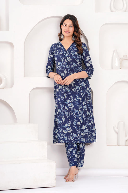 Navy Blue Casual Wear Co-Ord set for Women | LASVINI - Redefining Indian Fashion with Elegance