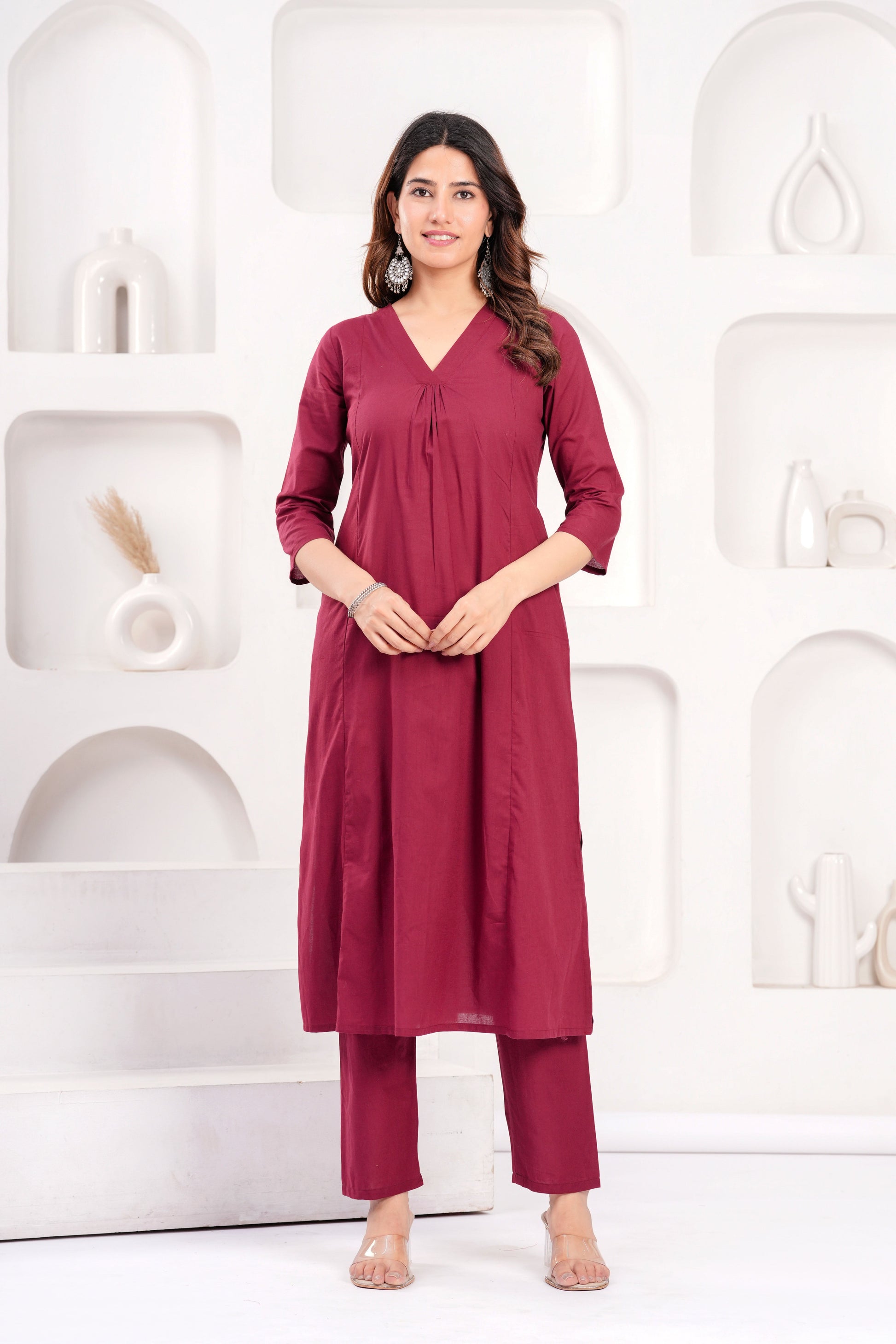 Burgundy Casual Wear Co-Ord set for Women | LASVINI - Redefining Indian Fashion with Elegance