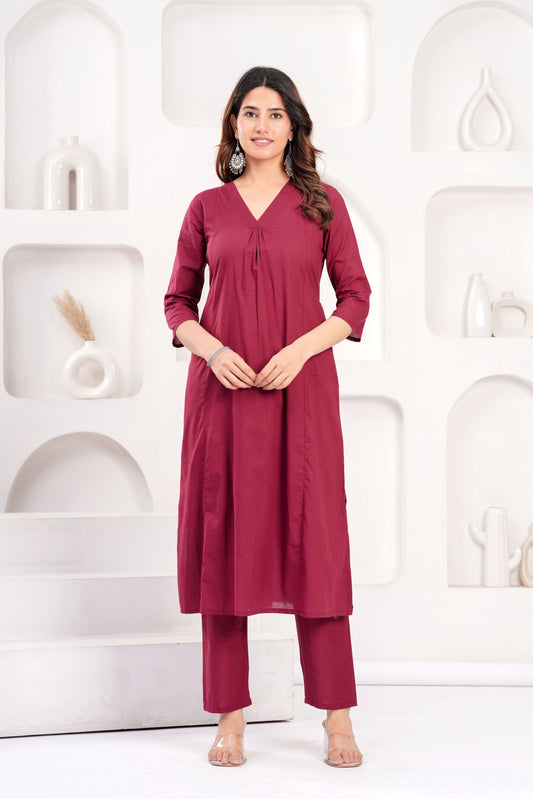 Burgundy Casual Wear Co-Ord set for Women | LASVINI - Redefining Indian Fashion with Elegance
